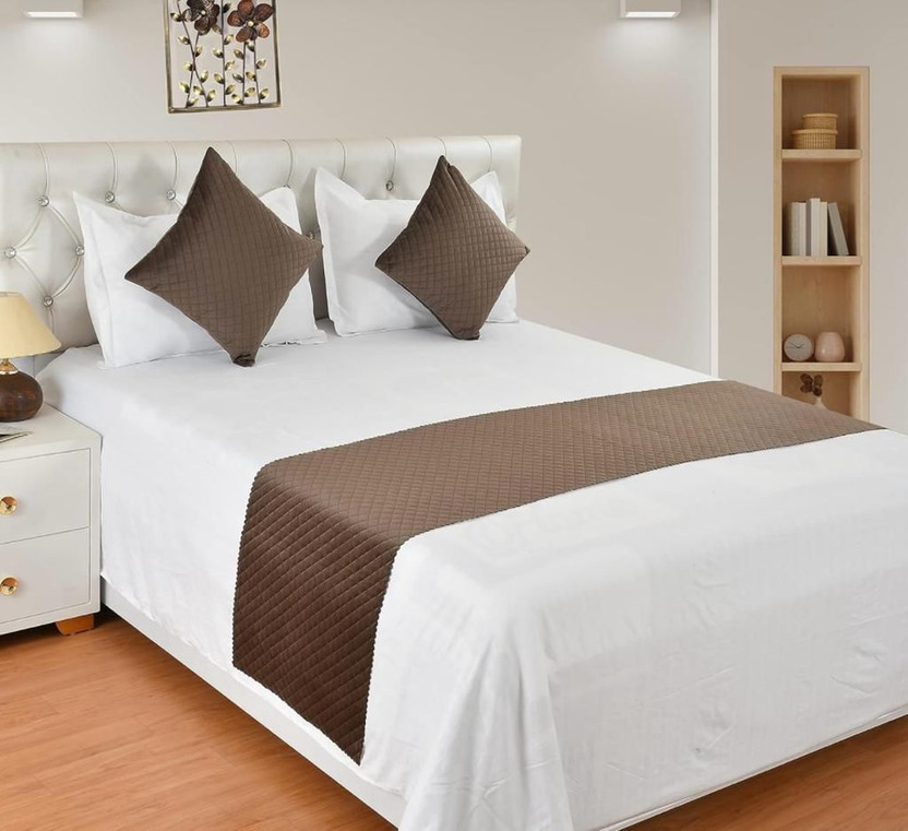 Exotice Velvet King Sized Bedding Set(Coffee, 2 Cushion cover, 1 bed runner)