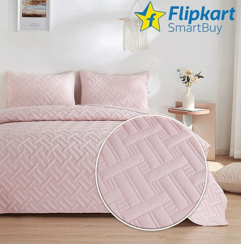 Flipkart SmartBuy Cotton Double King Sized Bedding Set(Pink, 1 King Size Bed Cover::2 Pillow Covers)