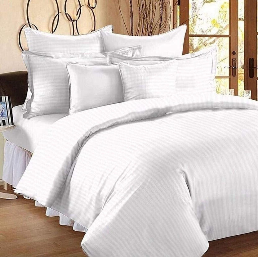 Priscilla Satin Double Sized Bedding Set(White, 1 Comforter, 1 Bedsheet, 2 Pillow Covers)