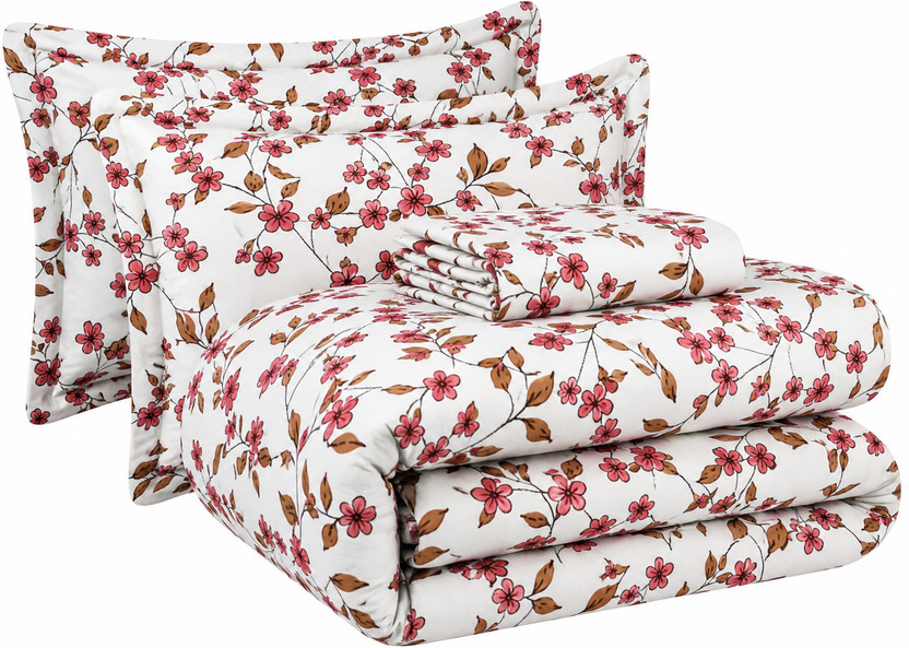 AMEYAA AMEYAA Microfiber Double King Sized Bedding Set(Pink, 1 comforter 1 bedsheet 2 pillow cover) - Flipkart Deal