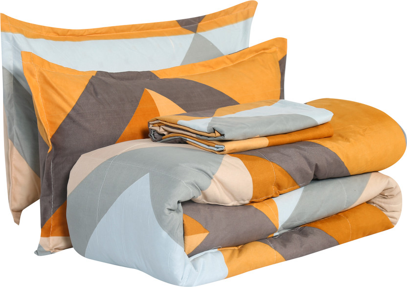 Homerica Cotton Double King Sized Bedding Set(SUNRISE, DOUBLE COMFORTER, DOUBLE BEDSHEET, 2 PILLOW COVERS)