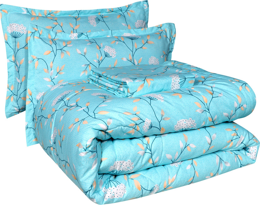 Moonest Microfiber Double Sized Bedding Set(Pecock ( 4pcs Bedding Set | 1 Comforter | 1 Double Bed Sheet | 2 Pillow Covers), 1 bedding set)