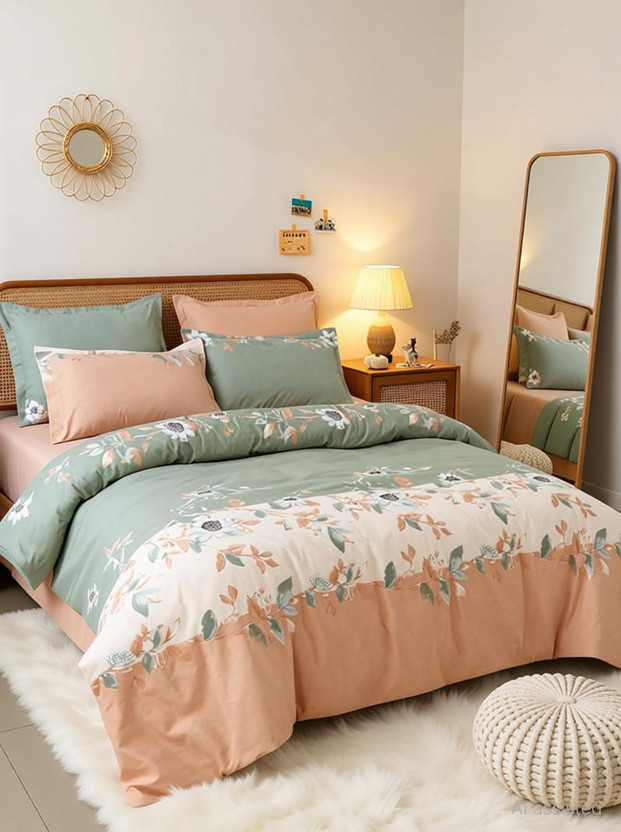 Kandu Creations Polycotton, Microfiber Double Sized Bedding Set(Multicolor, 1 Comforter | 1 Double Bed bedsheet|2 pair PIllow Covers)