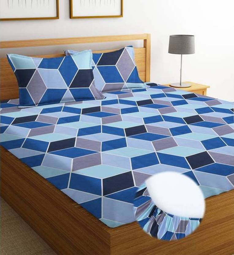 Flipkart SmartBuy 180 TC Cotton King Printed Fitted (Elastic) Bedsheet