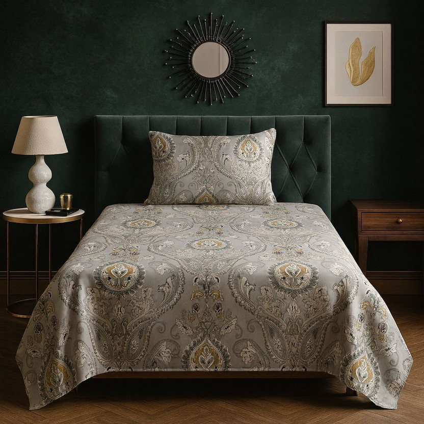 ELEGANT WEAVERS Microfiber Single Flat 144 TC Printed 1 Bedsheet with 2 Pillow Covers(Multicolor)