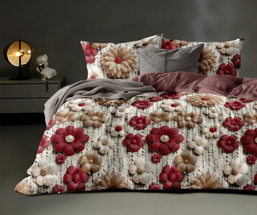 NCS Cotton King Flat 320 TC Floral 1 Bedsheet with 2 Pillow Covers(7D BEDSHEET 90X100 -M-01)