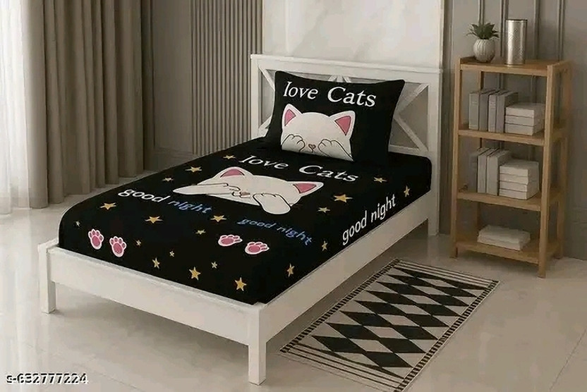 BeddingZone Cotton Single Flat 300 TC Geometric 1 Summer Bedsheet(single26)