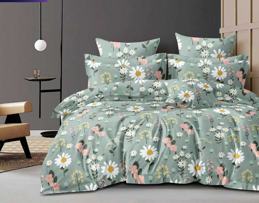 CHHILAKIYA Cotton King Flat 200 TC 3D Printed 1 Bedsheet with 2 Pillow Covers(Multicolor)