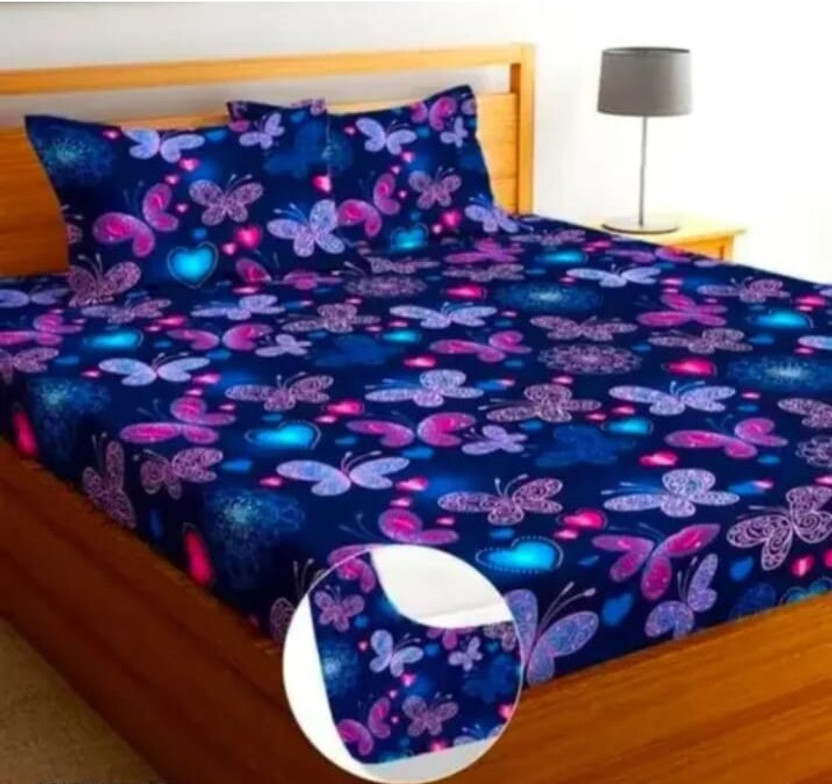 LA LA MANTTA Cotton Blend King Fitted (Elastic) 250 TC Printed 1 Bedsheet(Blue) - Flipkart Deal