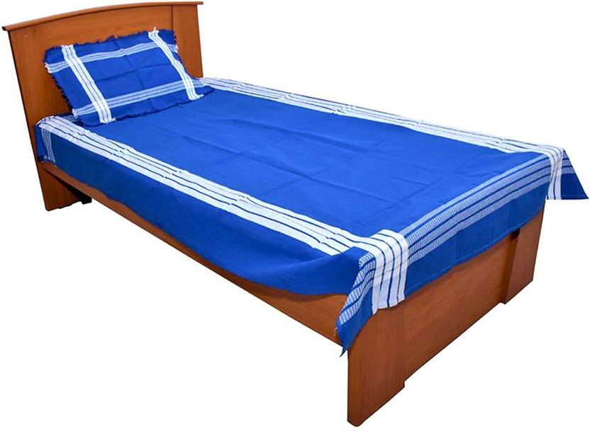 IXORA Cotton Single Flat 70 TC Solid 1 Bedsheet(Blue)