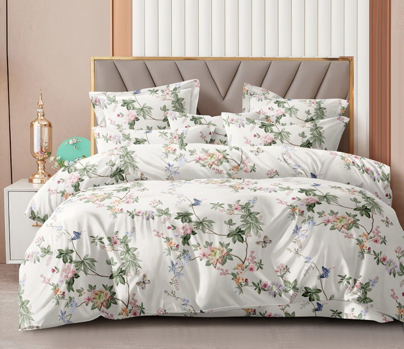 CHHILAKIYA Cotton Super King Flat 310 TC Printed 1 Bedsheet with 2 Pillow Covers(Multicolor)