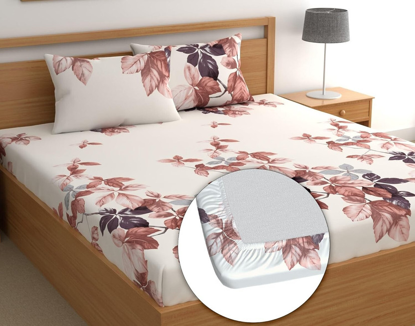 Shophox Shophox Reversible Cotton King Bed Cover(Peach, White) - Flipkart Deal