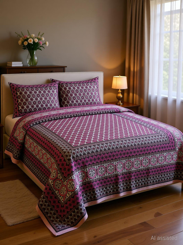 DIGITRENDZZ DIGITRENDZZ Cotton King Flat 240 TC Floral 1 Bedsheet with 2 Pillow Covers(Peach) - Flipkart Deal