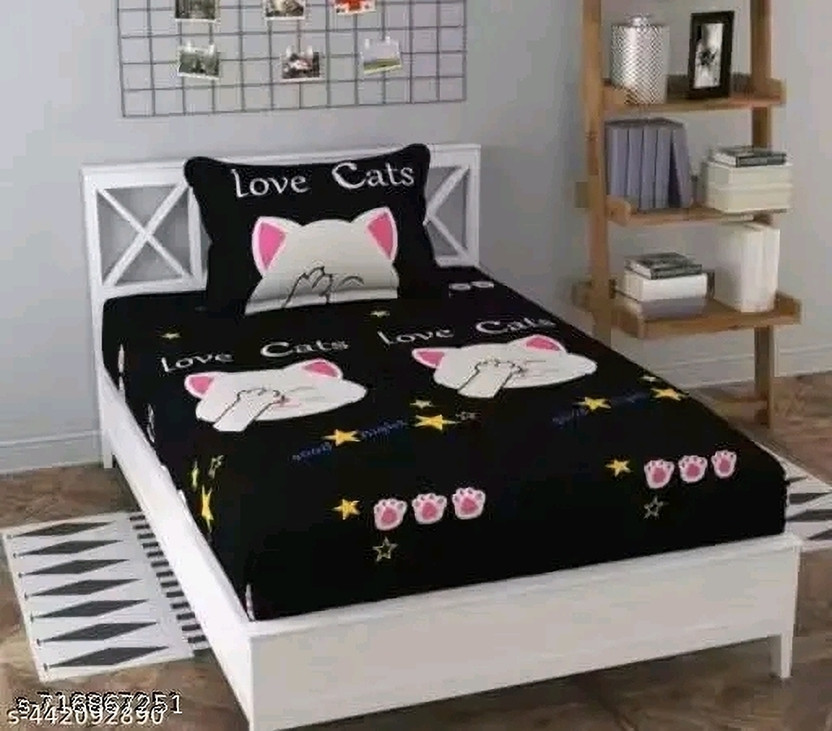 BeddingZone Cotton Single Flat 300 TC Geometric 1 Summer Bedsheet(single20)