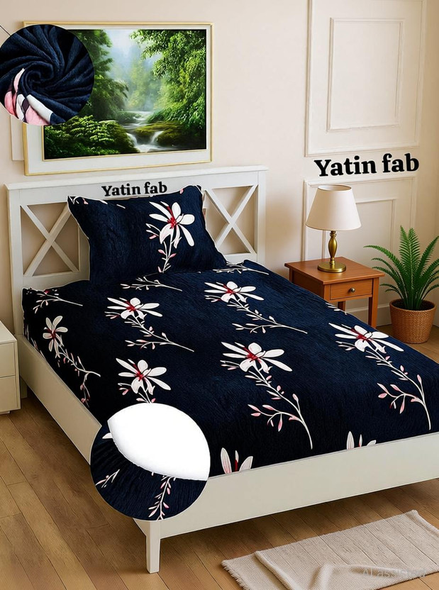 kajims kajims Woolen Single Fitted (Elastic) 320 TC Floral 1 Bedsheet with 2 Pillow Covers(pan pata) - Flipkart Deal