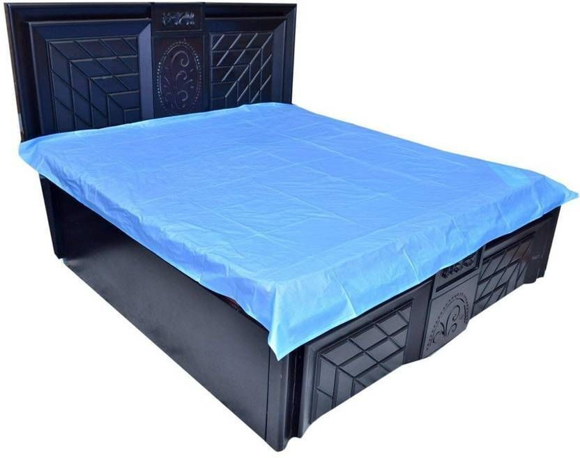 TIVRA PVC Double Flat 210 TC Solid 1 Bedsheet with 2 Pillow Covers(Sky blue)