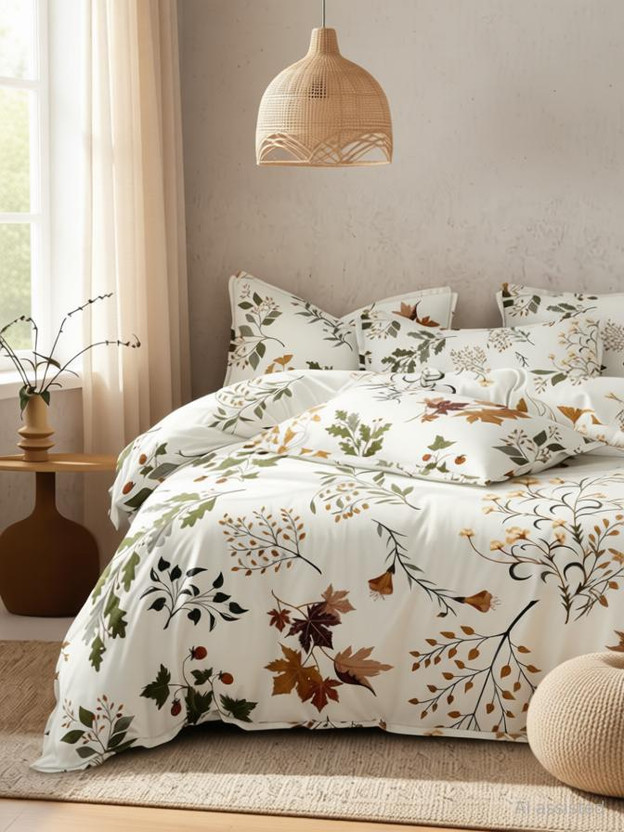LUMORA NEST Cotton King Flat 400 TC Printed 1 Bedsheet with 2 Pillow Covers(Multicolor)