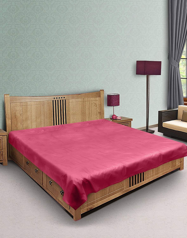 PVC Bedsheet,Baby Plastic Sheet/Mattress Protector Sheet,Waterproof Bedsheet Plastic /Size (6.5 Ft x 6 Ft Or 72 Inch x 80 Inch) Polyester Double Flat 210 TC Solid 1 Bedsheet with 2 Pillow Covers(Pink)