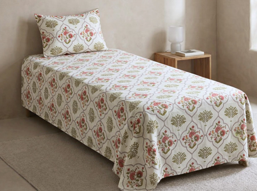 Linen Linen & Loom Cotton Blend Single Flat 240 TC Printed 1 Bedsheet(Red) - Flipkart Deal