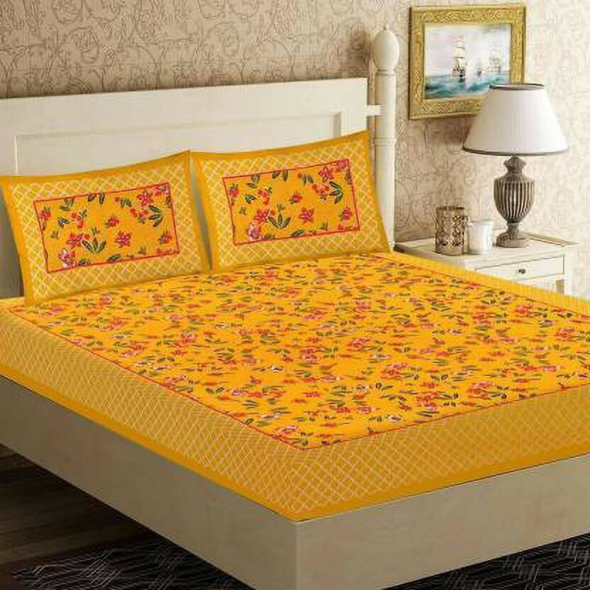 double double cotton bed sheet Cotton King Flat 144 TC Animal 1 Bedsheet with 2 Pillow Covers(Red border) - Flipkart Deal