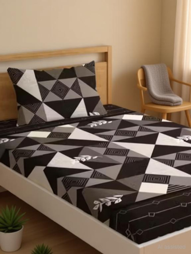 angeet Cotton Single Flat 220 TC Floral 1 Bedsheet with 2 Pillow Covers(Brown)