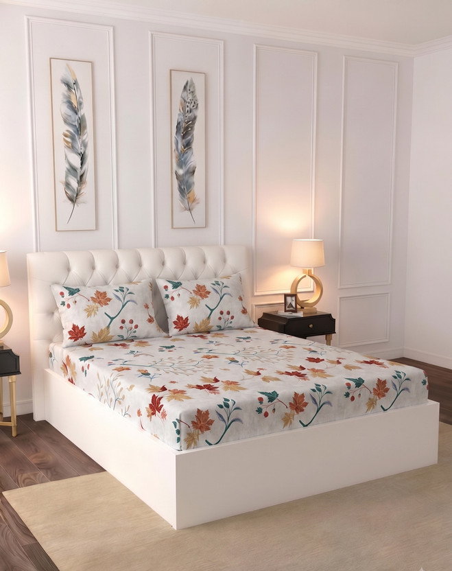 Raymond Raymond Home Microfiber Double Flat 110 TC Floral 1 Bedsheet(Off-White) - Flipkart Deal