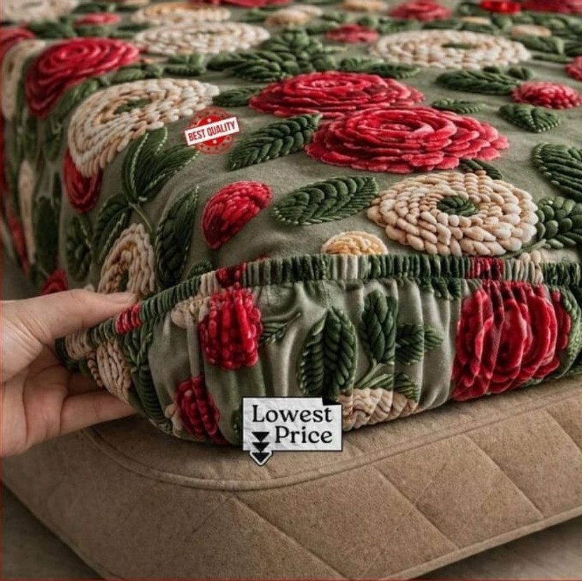 LA LA MANTTA Cotton Blend King Fitted (Elastic) 220 TC Floral 1 Bedsheet(Green, White) - Flipkart Deal