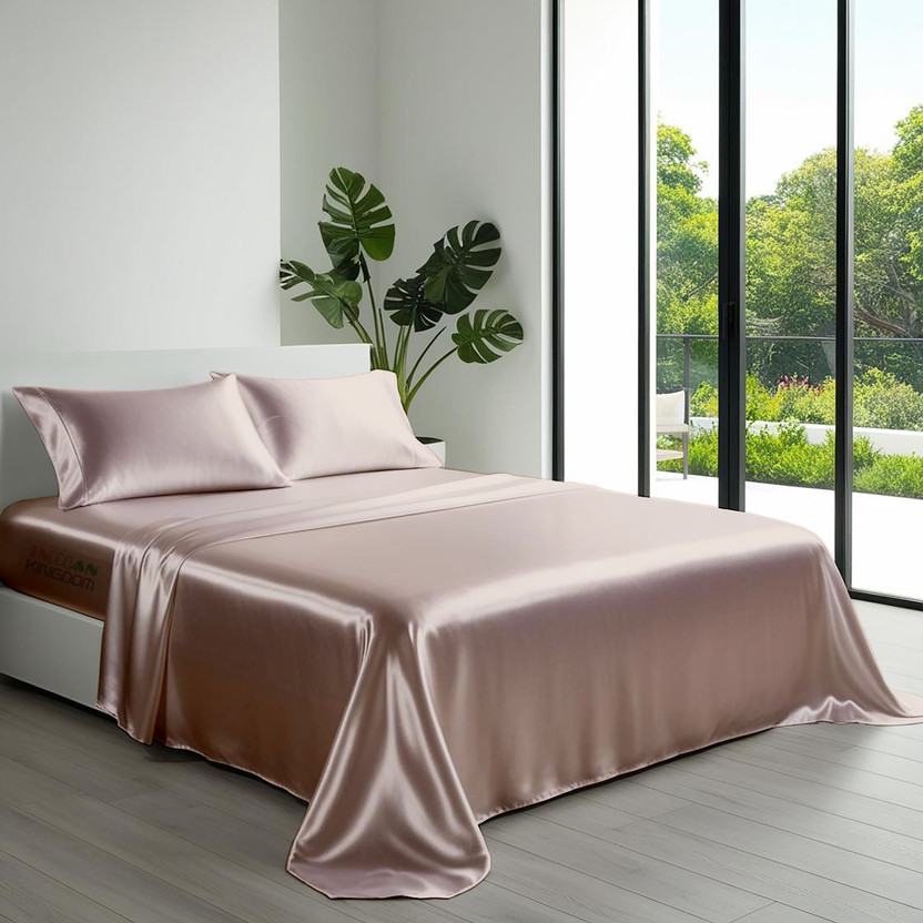 YRM YRM Silk Double Flat 400 TC Solid 1 Bedsheet with 2 Pillow Covers(Bera Beige) - Flipkart Deal
