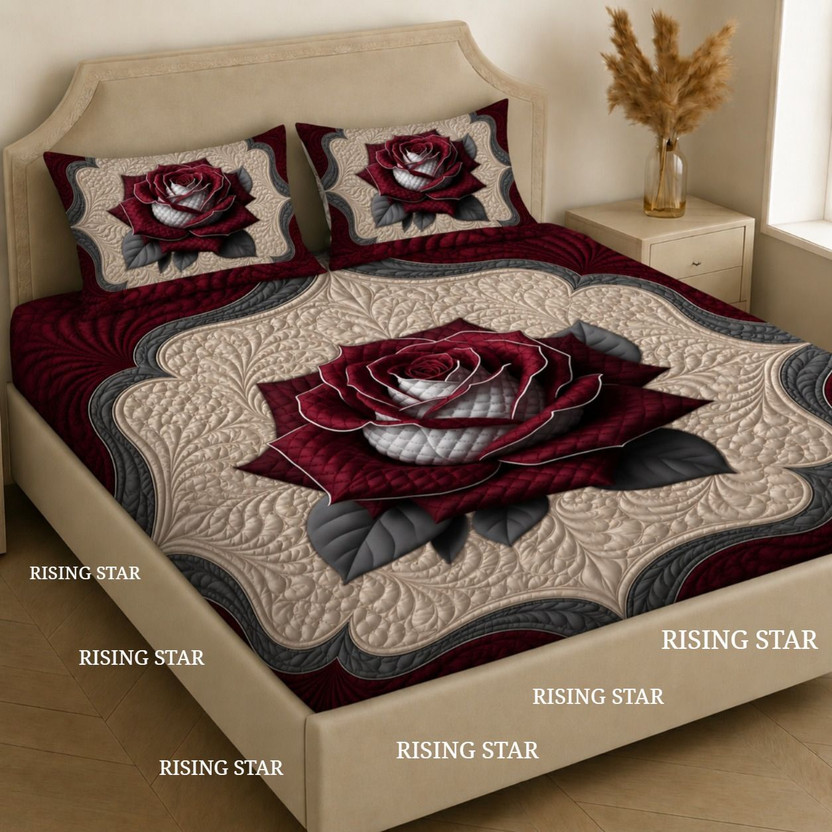 RISING RISING STAR Microfiber Queen Flat 450 TC 7D Digital 1 Bedsheet with 2 Pillow Covers(Multicolor) - Flipkart Deal