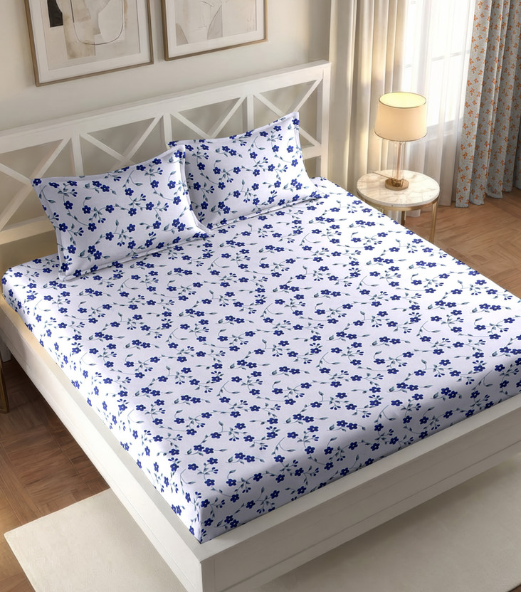 IWS IWS Cotton Double Flat 144 TC Printed 1 Bedsheet(White) - Flipkart Deal