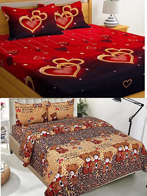 Home Home Readiness Cotton Double Flat 165 TC Printed 2 Bedsheets with 4 Pillow Covers(Multicolor) - Flipkart Deal