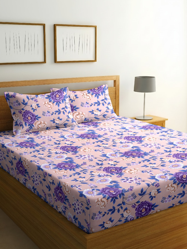 IWS IWS Cotton Double Flat 144 TC Floral 1 Bedsheet(Purple) - Flipkart Deal