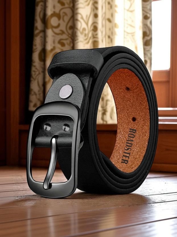 Roadster Men Formal Black Genuine Leather Belt