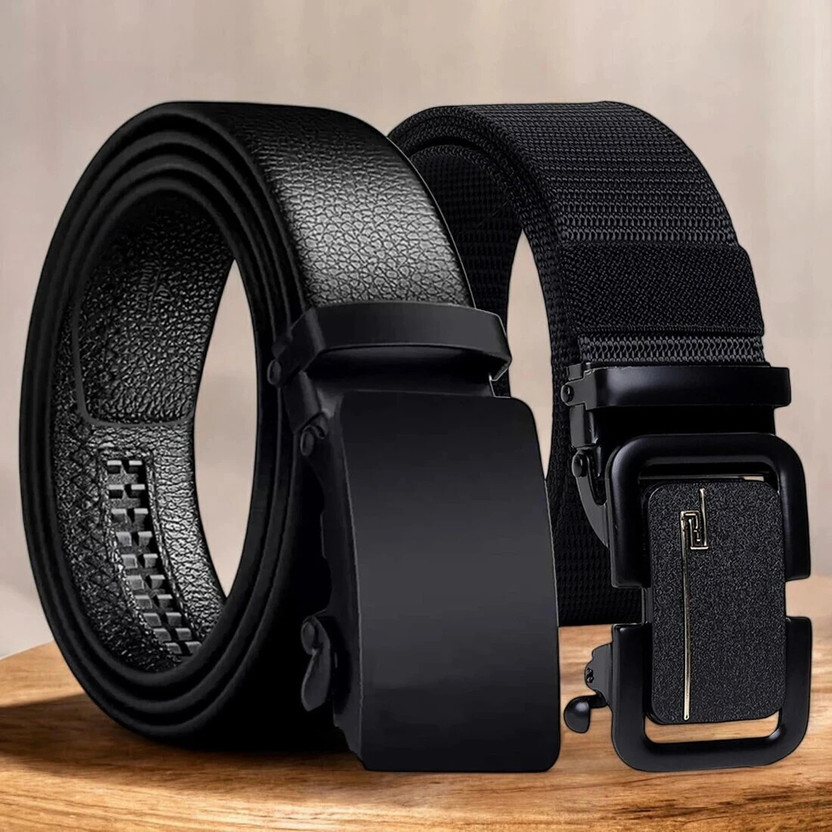 LOOPA Men Casual, Formal, Evening, Party Black Artificial Leather, Nylon Belt