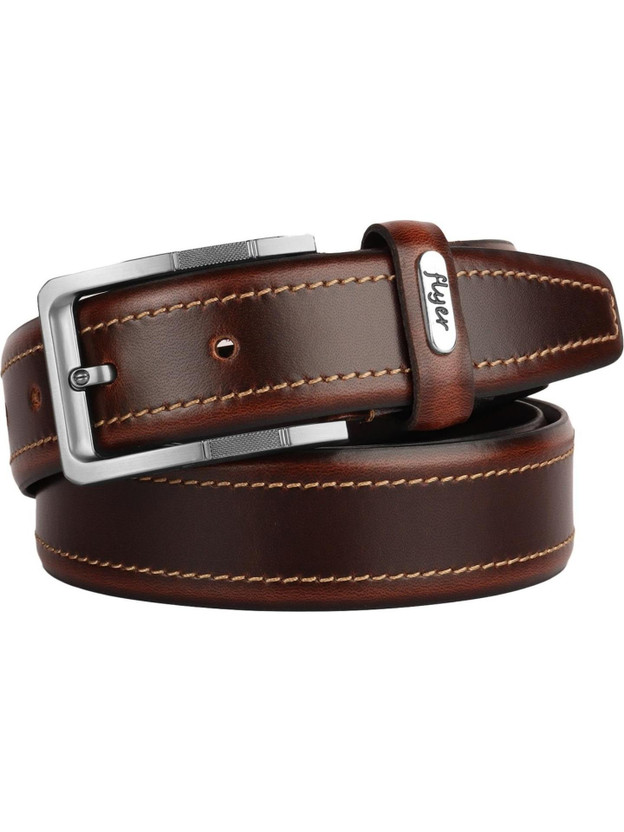 FLYER FLYER Men Formal, Casual, Evening, Party Brown Genuine Leather Belt - Flipkart Deal