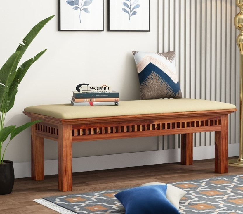 Wopno Furniture Pure Sheesham Wooden 3 Seater Bench For Home & Diining Beanch Solid Wood 3 Seater(Finish Color - Honey, DIY(Do-It-Yourself))