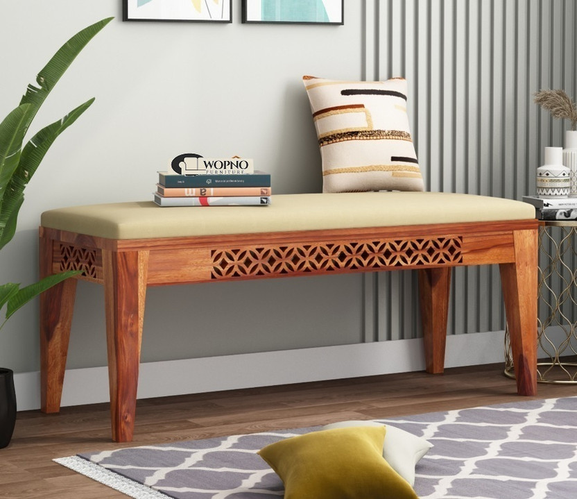Wopno Furniture Pure Sheesham Wooden 3 Seater Bench For Home & Dining Table Solid Wood 3 Seater(Finish Color - Honey, DIY(Do-It-Yourself))