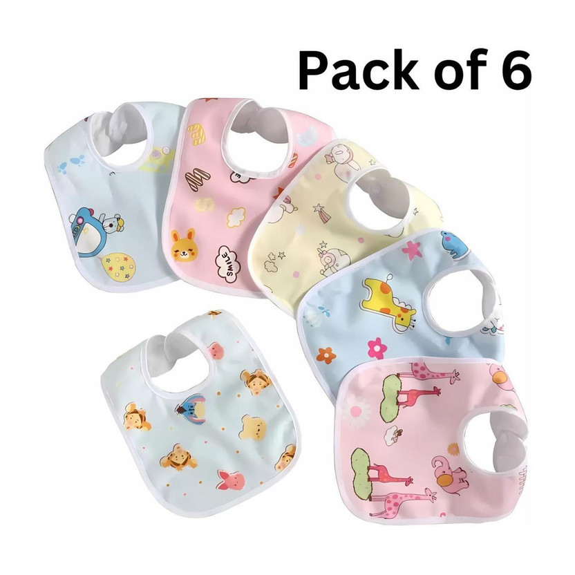 Astra Zone waterproof,supersoft cotton daily use and stylish bibs for baby pack of 6(Multicolor)