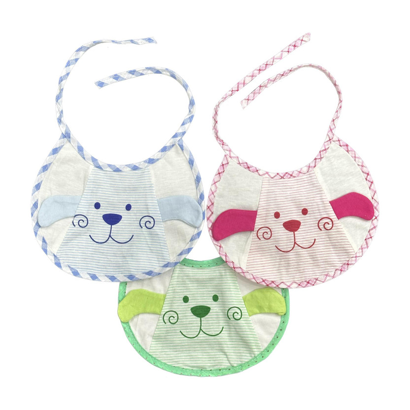 Honey Boo Baby Cotton Bibs with Ears (Pack of 3)(Multicolor)