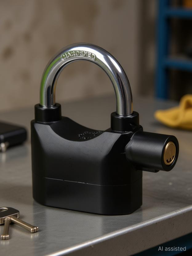 Jainathbabaenterprises Anti-Theft Security Alarm Padlock Safety Lock (Black) Lock(Black)