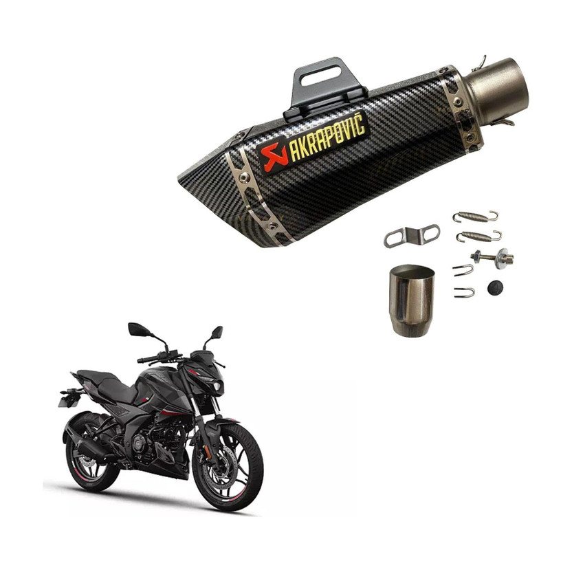 Vagary Akrapovic Universal Hexa Cut,Stainless Steel Slip On Exhaust For Pulsar N160 Bajaj Pulsar 150, Pulsar 200NS, Pulsar 180, Dominar 400 Full Exhaust System(Stainless Steel, Carbon Fiber)