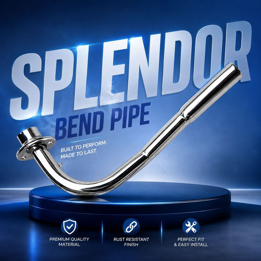 B.K Accessories Splendor UCE Bend Pipe BS3BS4BS6 Easy To Fit Old,New All Model’s Hero Splendor iSmart, Splendor NXG, Splendor Plus, Splendor Pro, Splendor Y2K Full Exhaust System(Mild Steel)