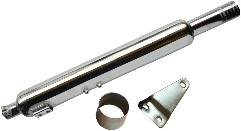 GOLSM Long Bottle Chrome Bada Punjab Exhaust silencer Royal Enfield Classic Full Exhaust System(Mild Steel)