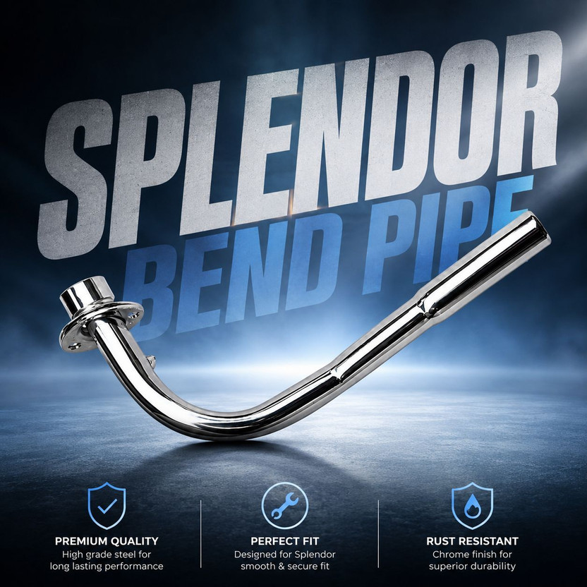 FATHER AUTO Splendor UCE Bend Pipe BS3BS4BS6 Easy To Fit Old,New All Model’s Hero Splendor, Splender iSMART, Splendor Pro, Splendor pro classic, Splendor NXG, Splendor Y2K Full Exhaust System(Mild Steel)