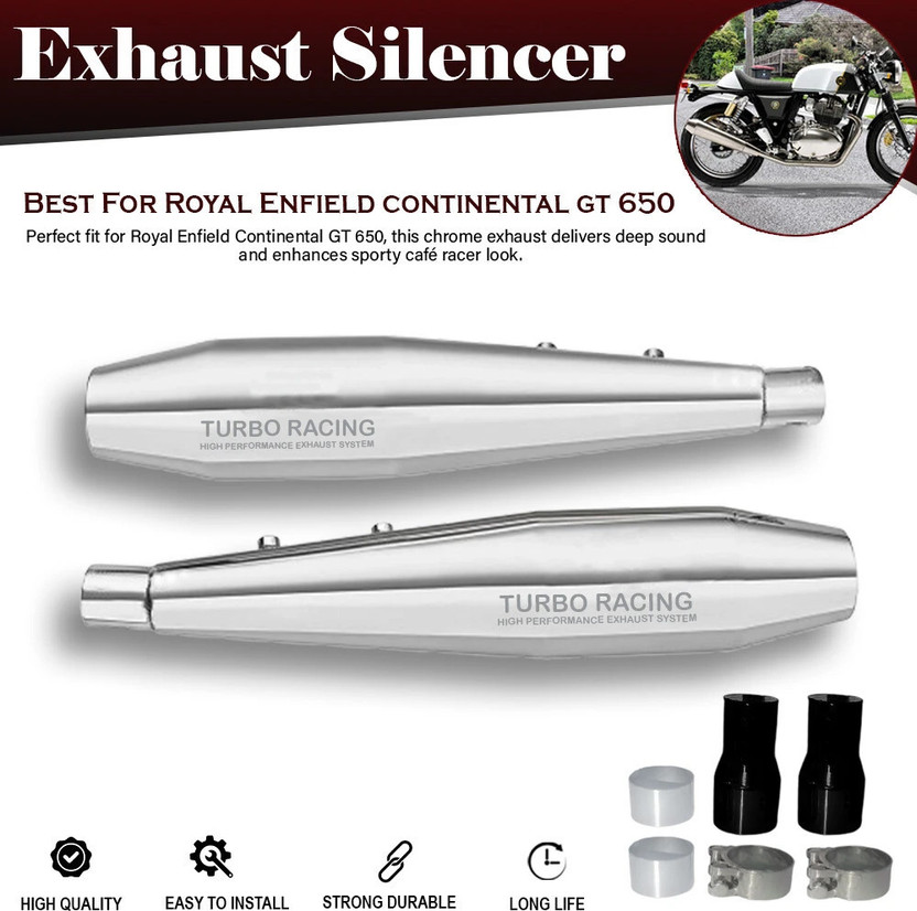 ASRYD High Performance Exhaust System Interceptor 650 and Continental GT 650 Royal Enfield Continental GT Slip-on Exhaust System(Stainless Steel)