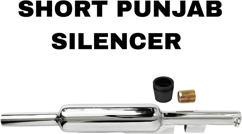 WHEETOYKART Short Punjab Free Flow Silencer for RE | Small Mouth Chrome | BS3/BS4/BS6 Royal Enfield Classic 350, Classic 500, Electra 350, Thunder Bird 350, Thunder Bird 500 Full Exhaust System(Mild Steel)