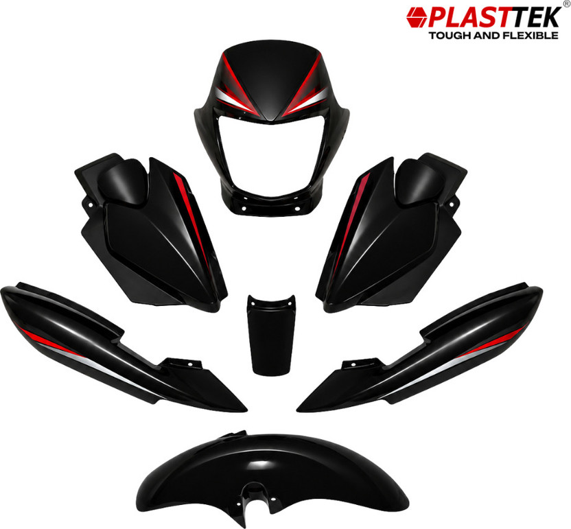 PLASTTEK OPBK-013 Full Body Kit for CB Shinee NM Type-5 Black Red Sticker (Set of 9) Bike Fairing Kit