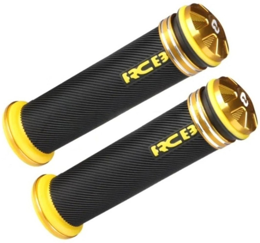 Hybrid Motors Premium Handlebar Grips, CNC Alloy End Caps | Universal Fit for All Bikes, GOLD Handle Bar Grip For Universal For Bike Universal For Bike(Pack of 2)