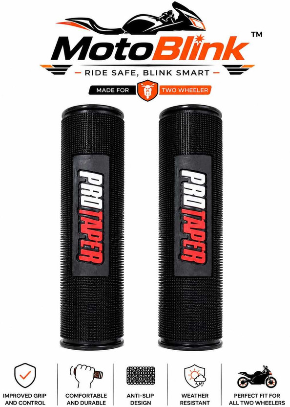 MotoBlink Pro Taper Anti-Slip Rubber Bike Handle Grip fo Bike (Pack of 2) Handle Bar Grip For Universal For Bike Universal For Bike(Pack of 2)