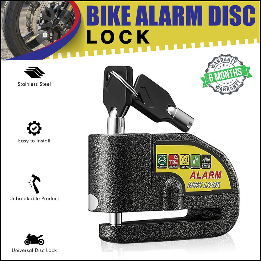 Moto Genius Anti-Theft Bike Alarm Disc Lock Waterproof 110dB Alarm Sound Security Disc Lock(Black)